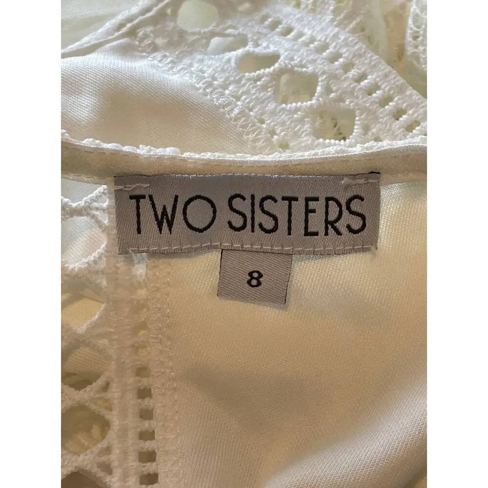 Two Sisters Bethany Lace Boho Short White Wedding Dress Size 8 - Picture 11 of 11